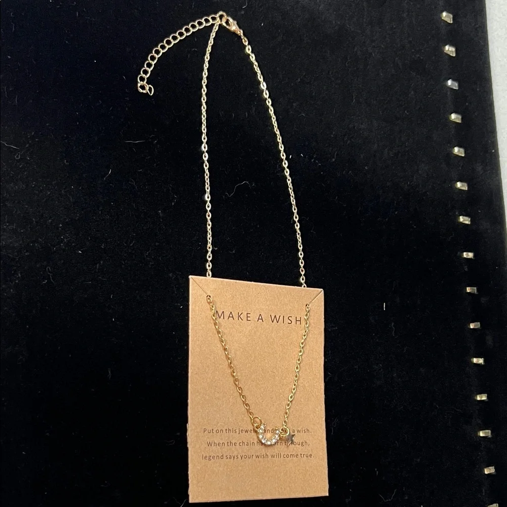 Gold Moon and Star Necklace - Picture 3 of 4